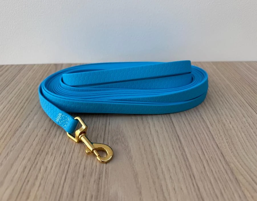 Grande longe 9 mètres pour chien, en biothane hexa [bleu azur]